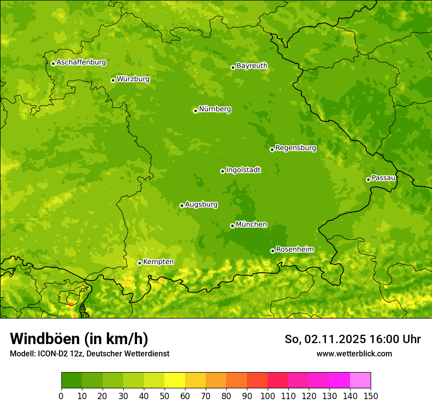 Modellkarten Windgeschwindigkeit