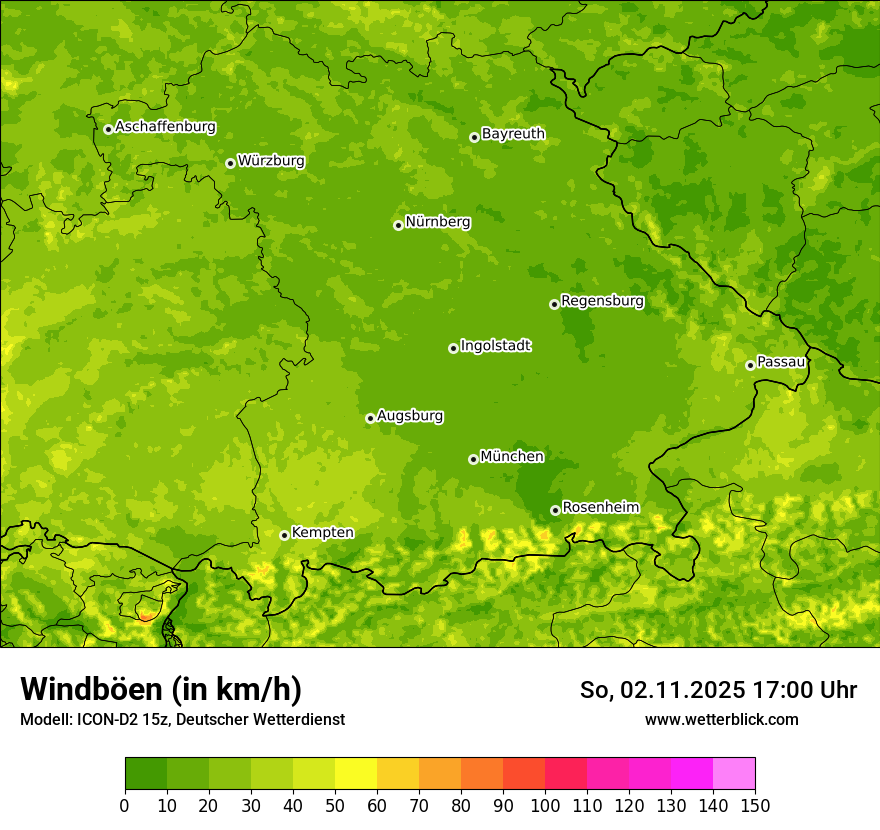 Modellkarten Windgeschwindigkeit