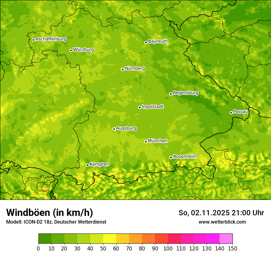 Modellkarten Windgeschwindigkeit