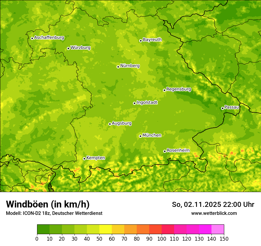Modellkarten Windgeschwindigkeit