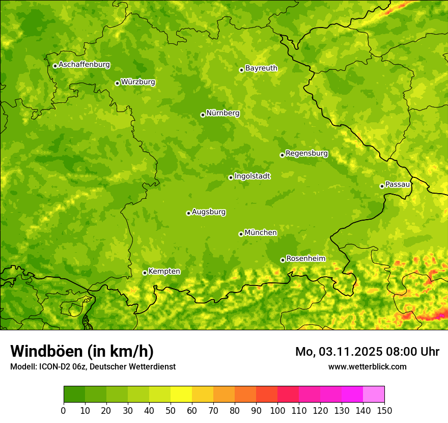 Modellkarten Windgeschwindigkeit