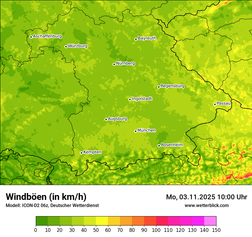 Modellkarten Windgeschwindigkeit
