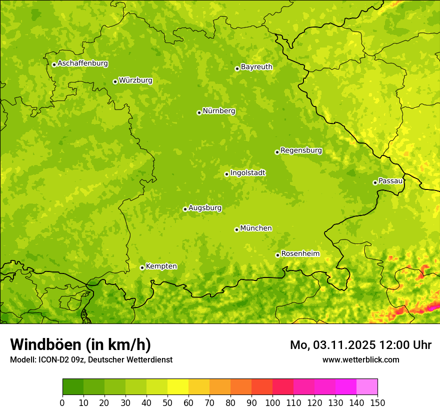 Modellkarten Windgeschwindigkeit