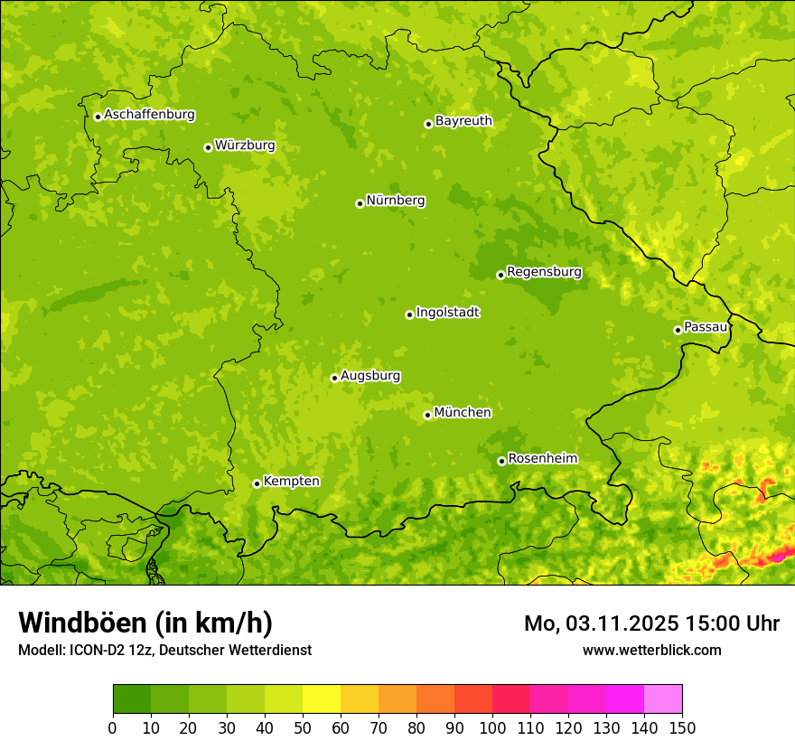 Modellkarten Windgeschwindigkeit
