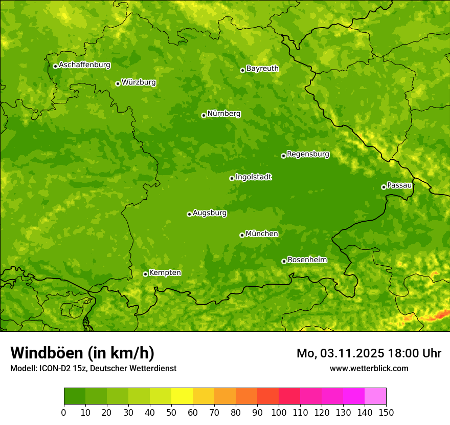 Modellkarten Windgeschwindigkeit