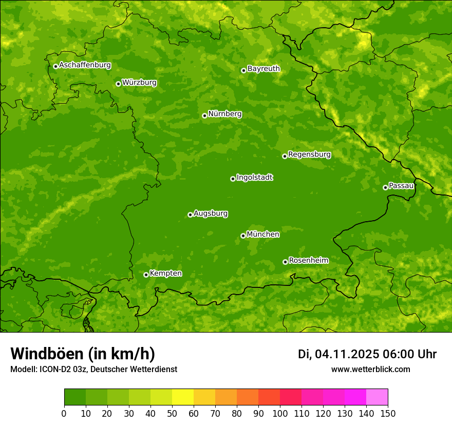 Modellkarten Windgeschwindigkeit