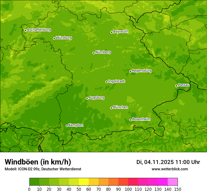 Modellkarten Windgeschwindigkeit