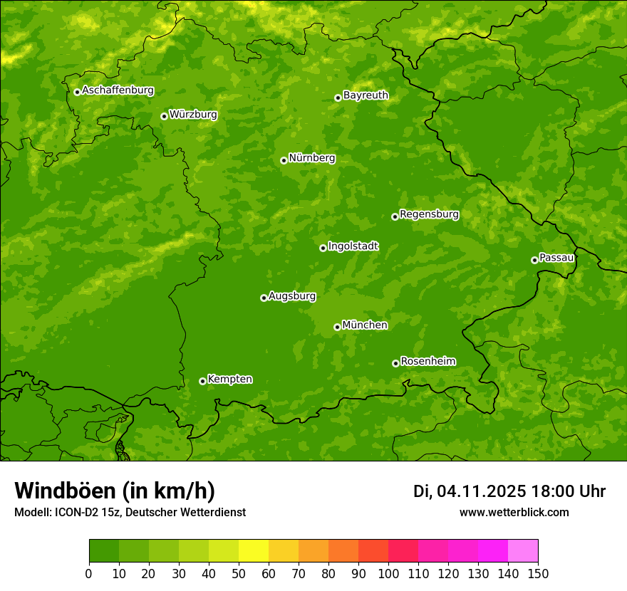 Modellkarten Windgeschwindigkeit