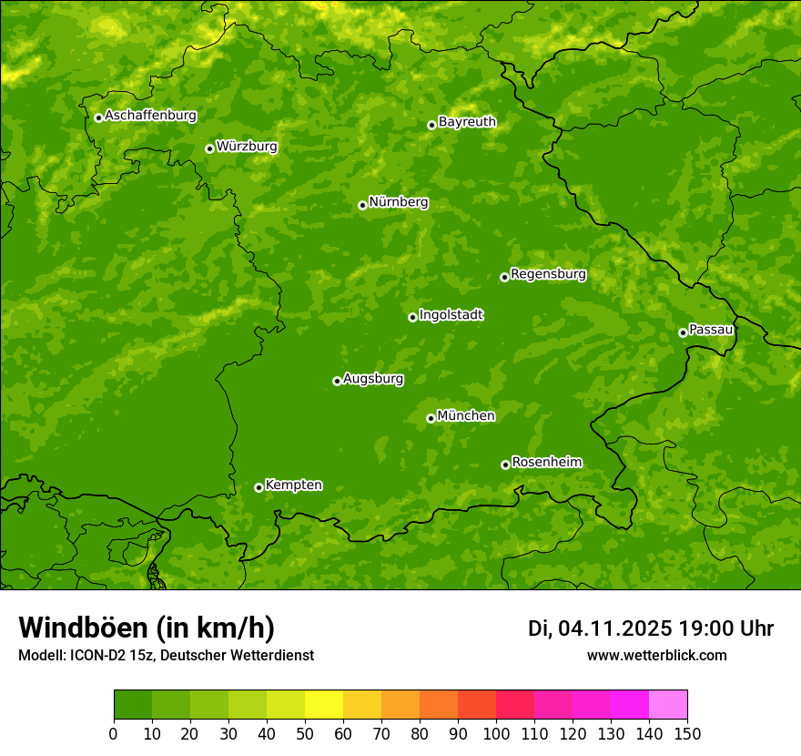 Modellkarten Windgeschwindigkeit