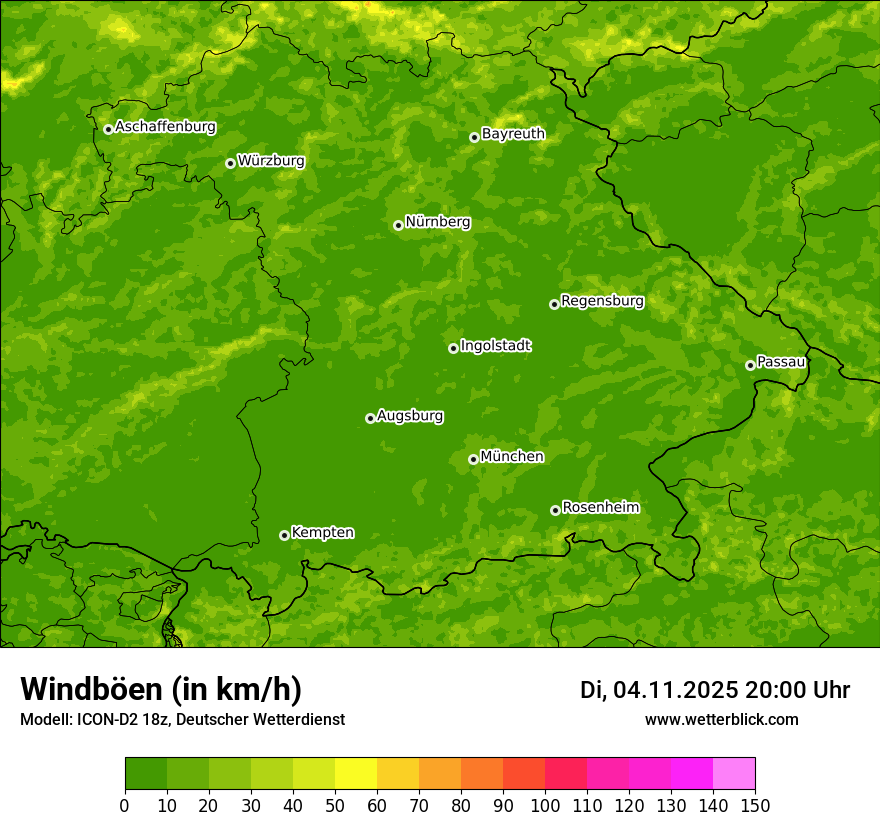 Modellkarten Windgeschwindigkeit