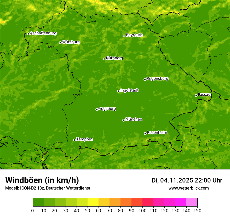 Modellkarten Windgeschwindigkeit