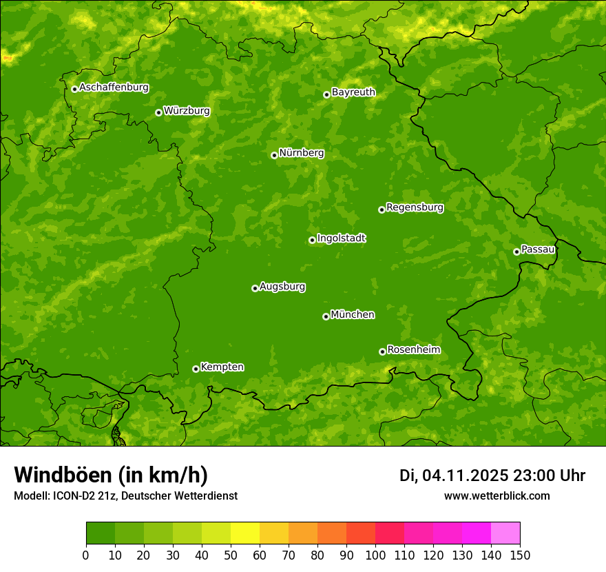 Modellkarten Windgeschwindigkeit