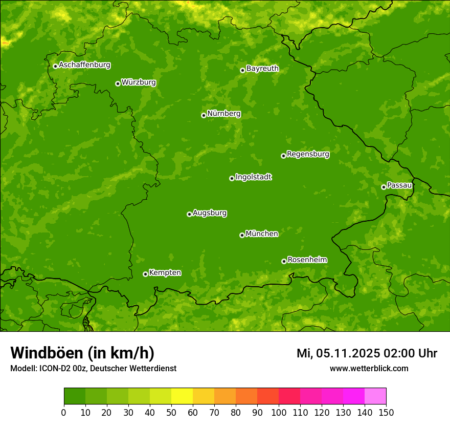 Modellkarten Windgeschwindigkeit