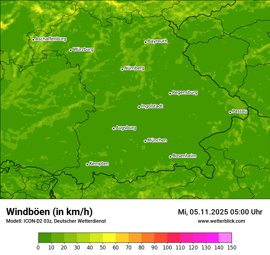 Modellkarten Windgeschwindigkeit
