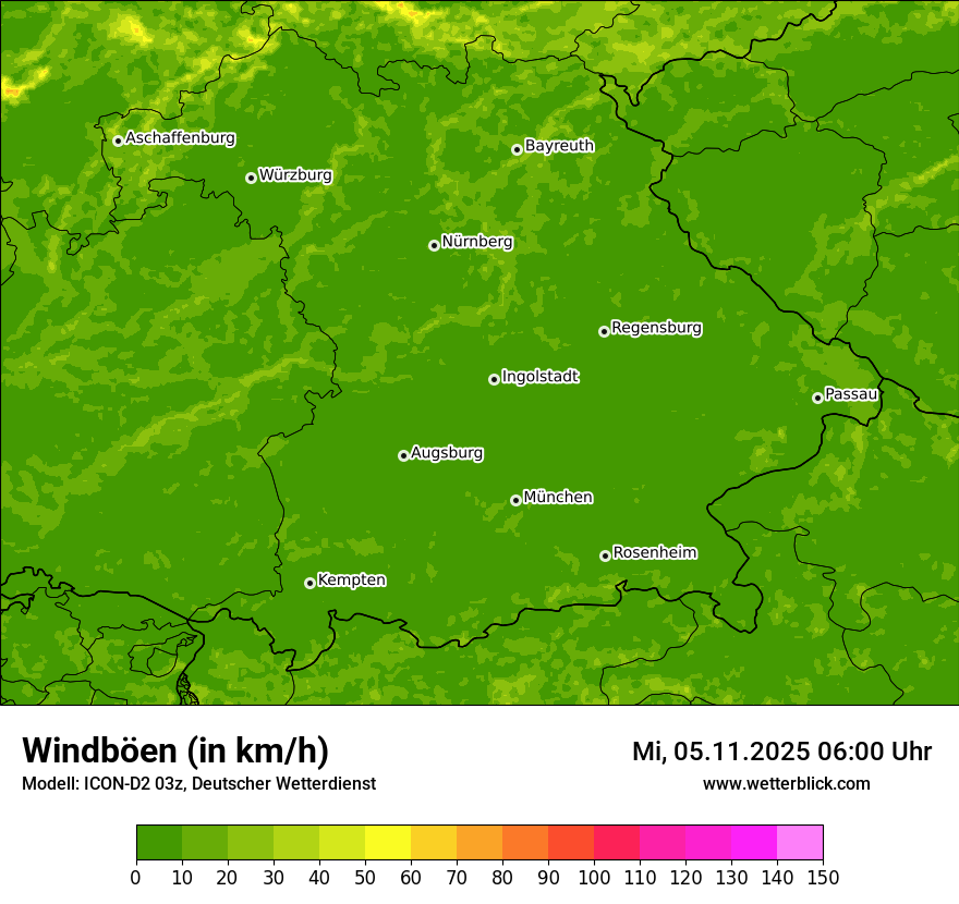 Modellkarten Windgeschwindigkeit