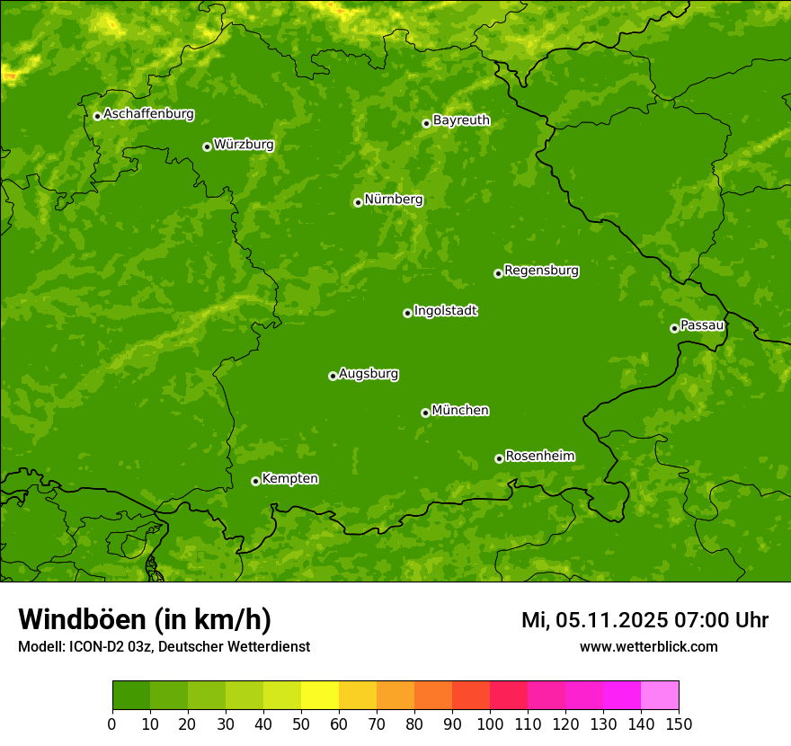 Modellkarten Windgeschwindigkeit