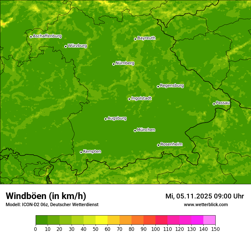 Modellkarten Windgeschwindigkeit