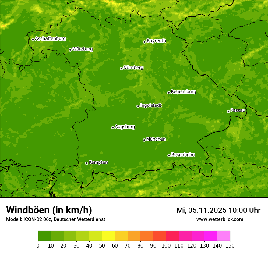 Modellkarten Windgeschwindigkeit