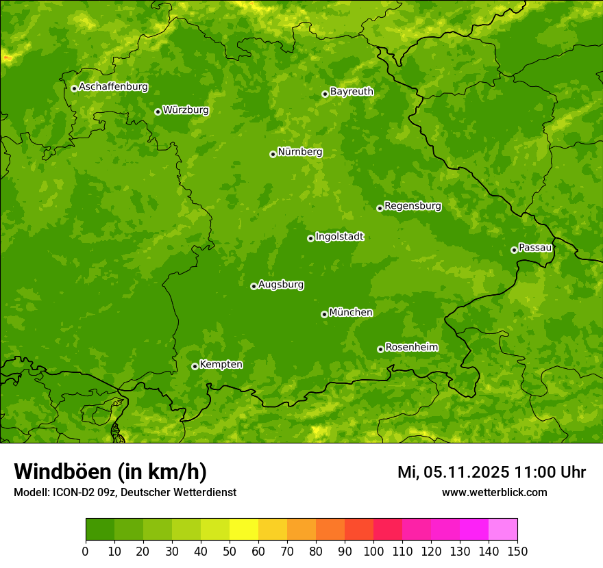 Modellkarten Windgeschwindigkeit