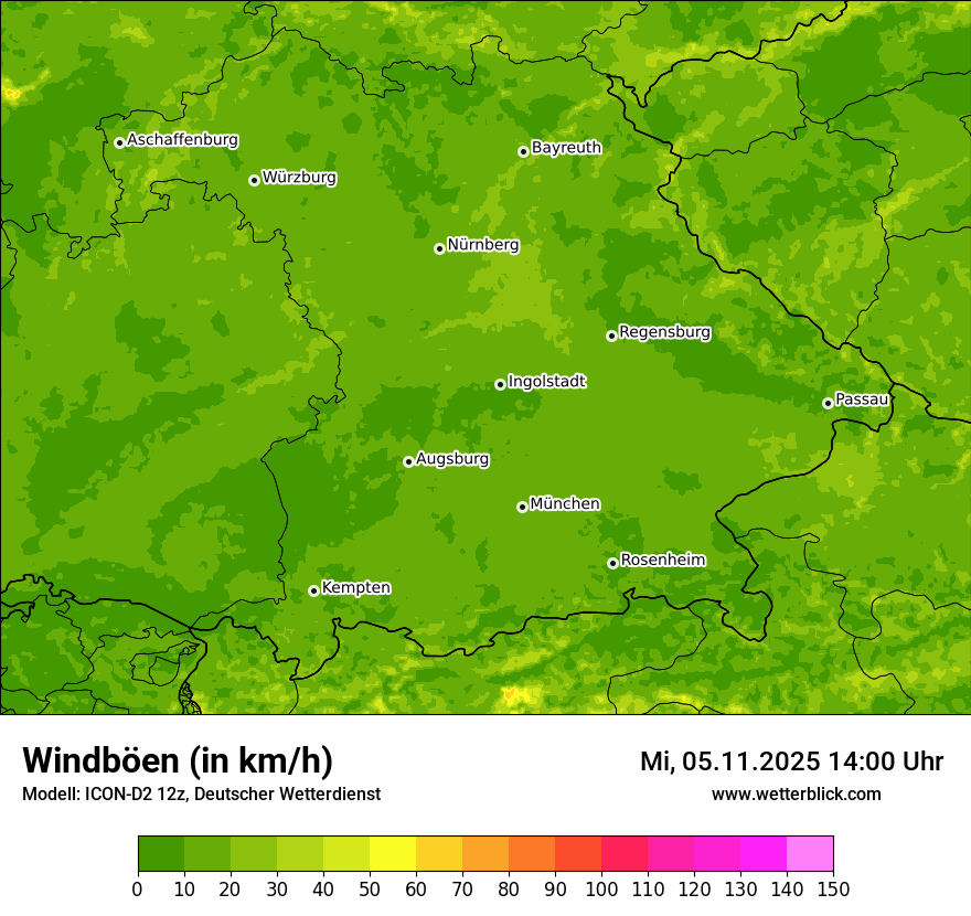 Modellkarten Windgeschwindigkeit