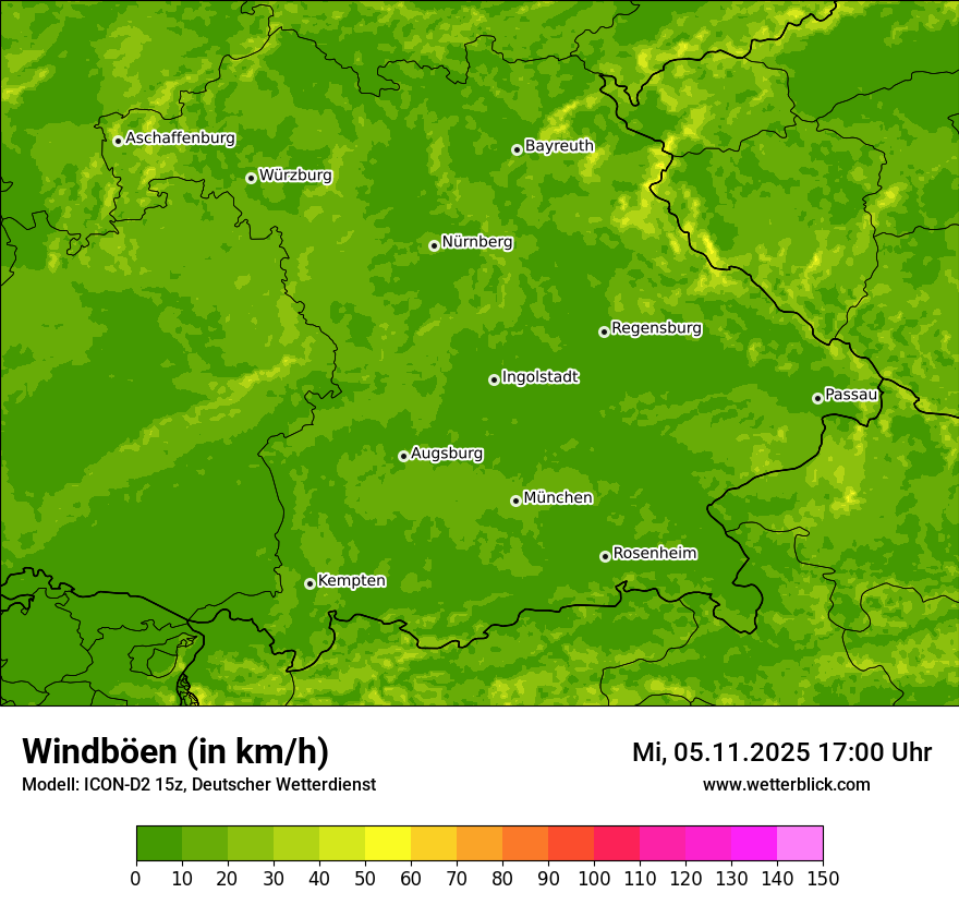 Modellkarten Windgeschwindigkeit