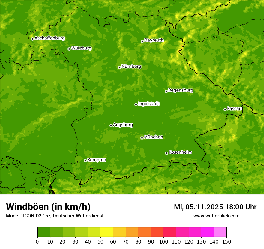 Modellkarten Windgeschwindigkeit