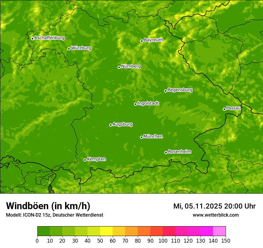 Modellkarten Windgeschwindigkeit