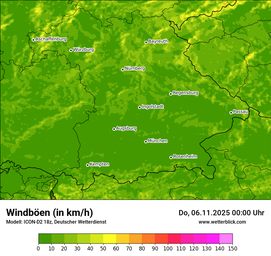 Modellkarten Windgeschwindigkeit