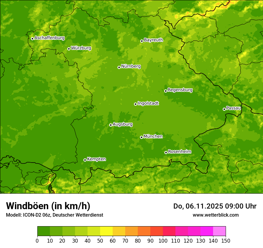 Modellkarten Windgeschwindigkeit