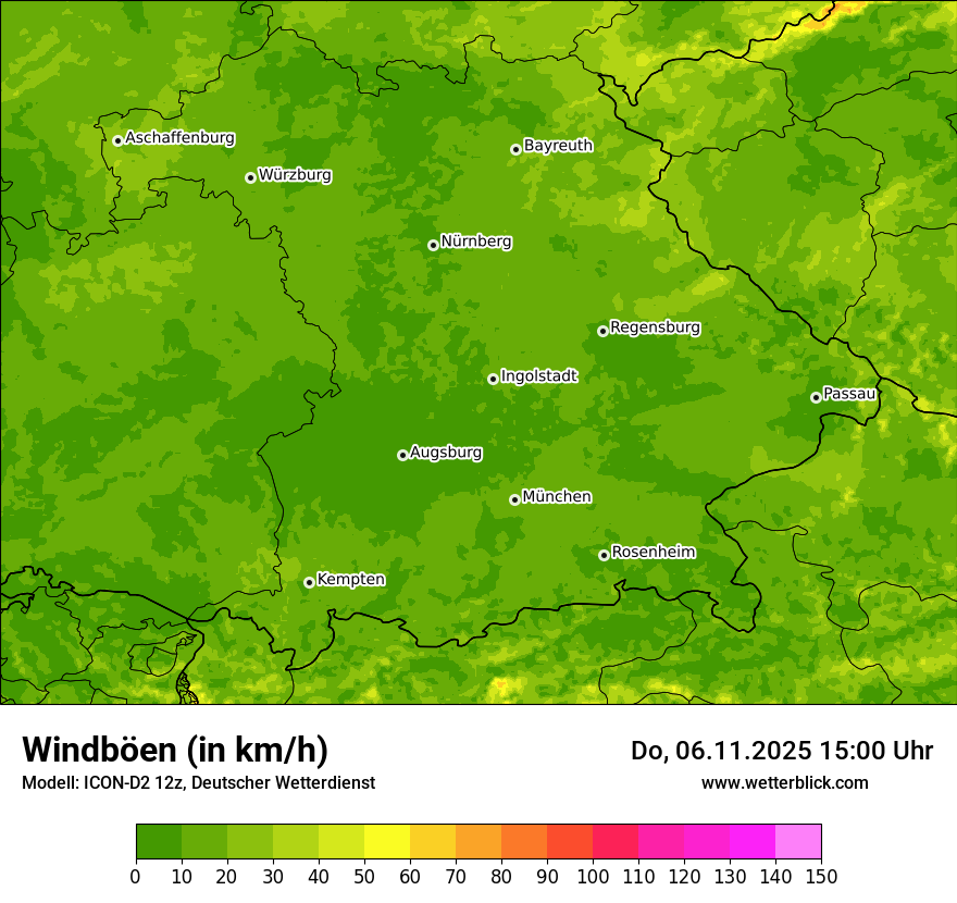 Modellkarten Windgeschwindigkeit