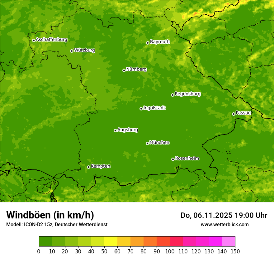 Modellkarten Windgeschwindigkeit