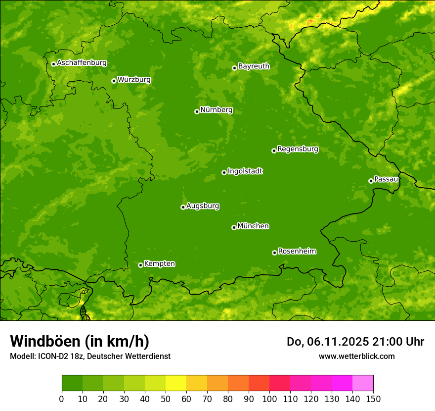 Modellkarten Windgeschwindigkeit