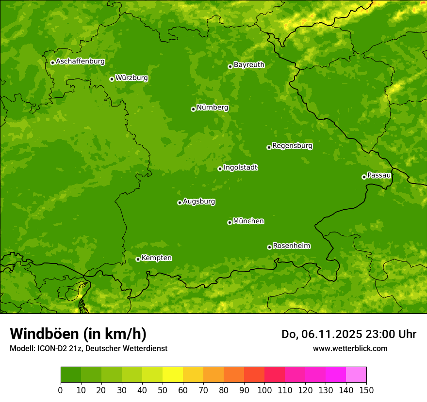 Modellkarten Windgeschwindigkeit