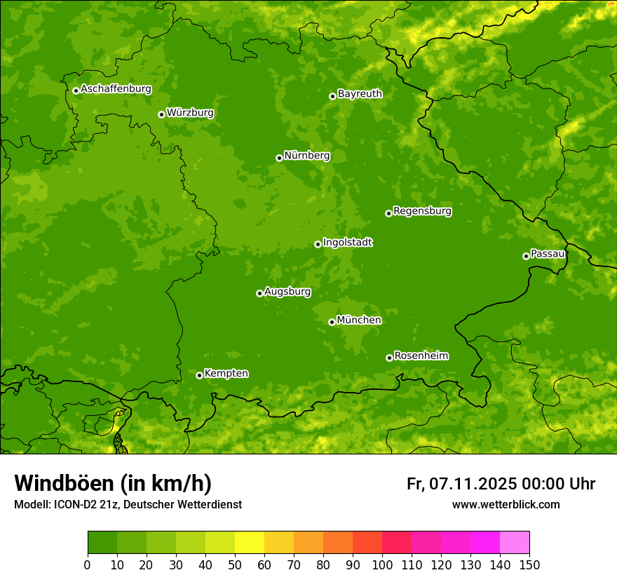 Modellkarten Windgeschwindigkeit