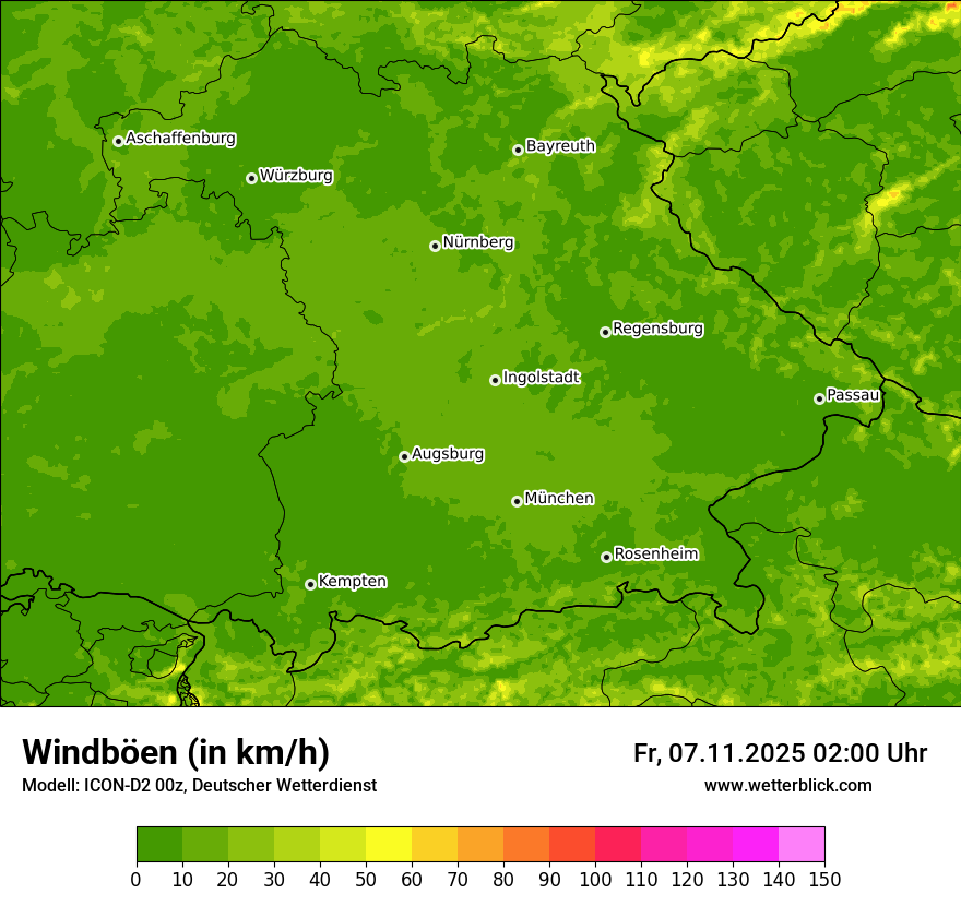 Modellkarten Windgeschwindigkeit