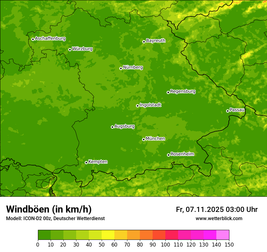 Modellkarten Windgeschwindigkeit