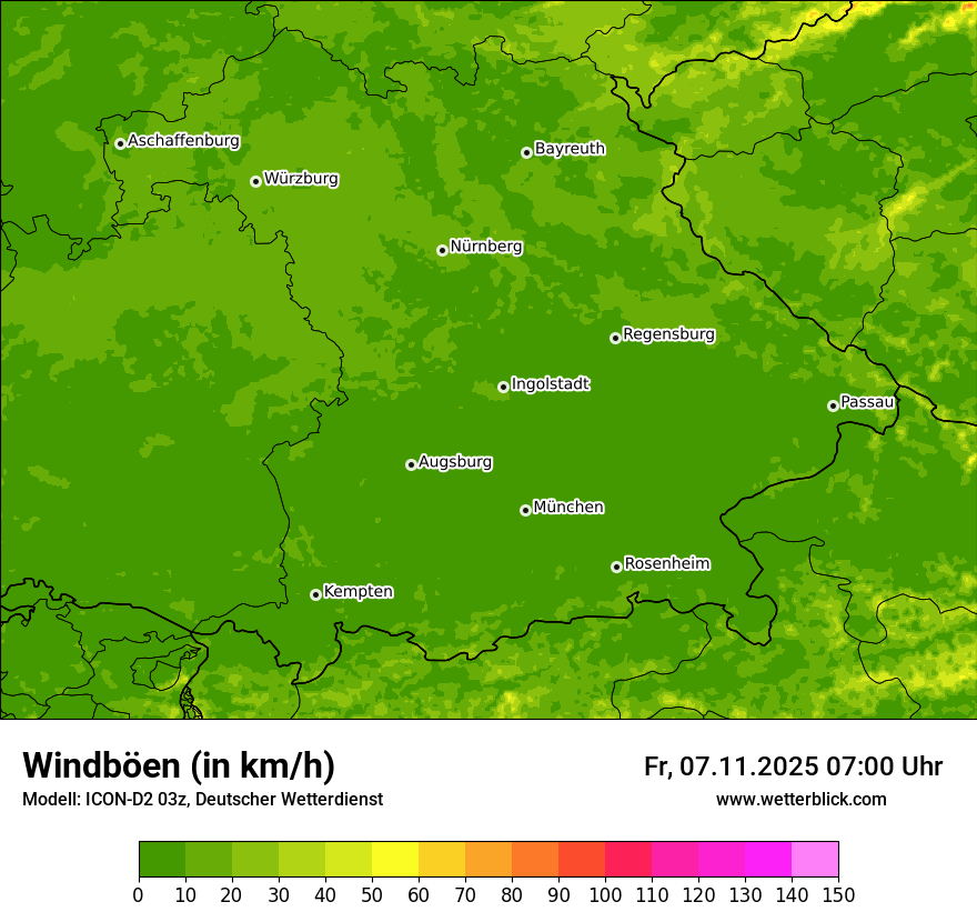 Modellkarten Windgeschwindigkeit