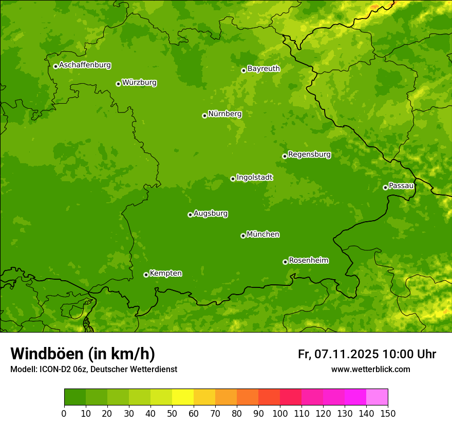 Modellkarten Windgeschwindigkeit