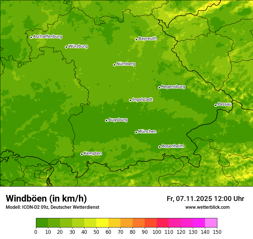 Modellkarten Windgeschwindigkeit