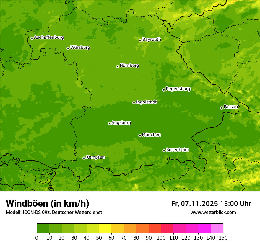 Modellkarten Windgeschwindigkeit
