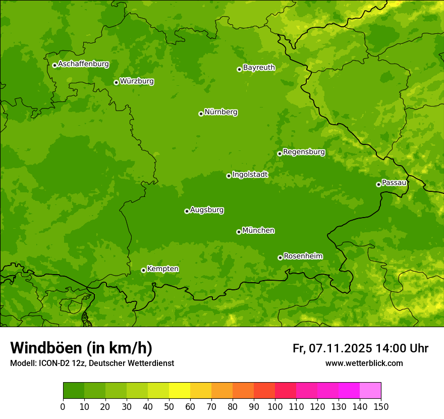 Modellkarten Windgeschwindigkeit