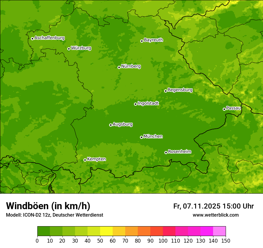 Modellkarten Windgeschwindigkeit