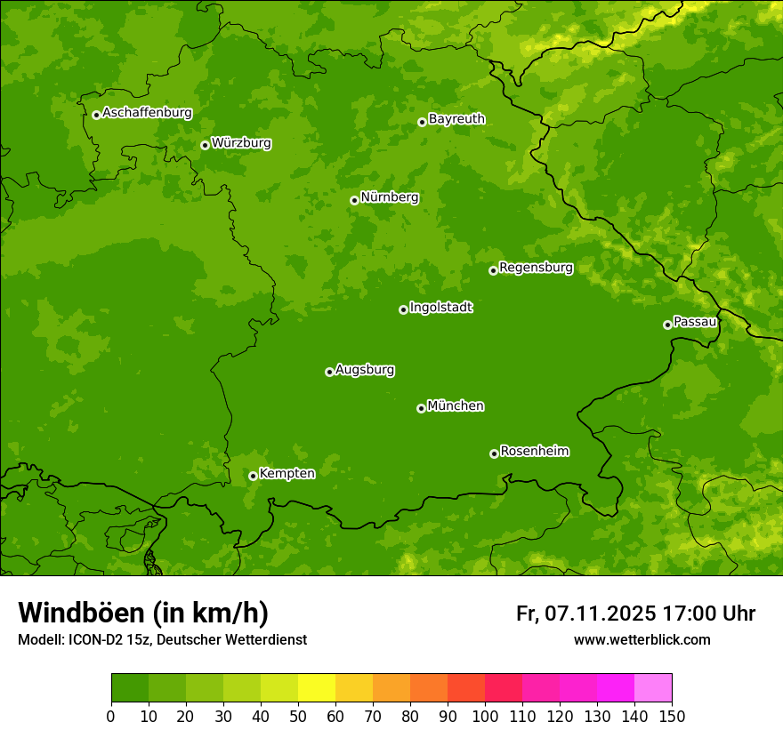 Modellkarten Windgeschwindigkeit