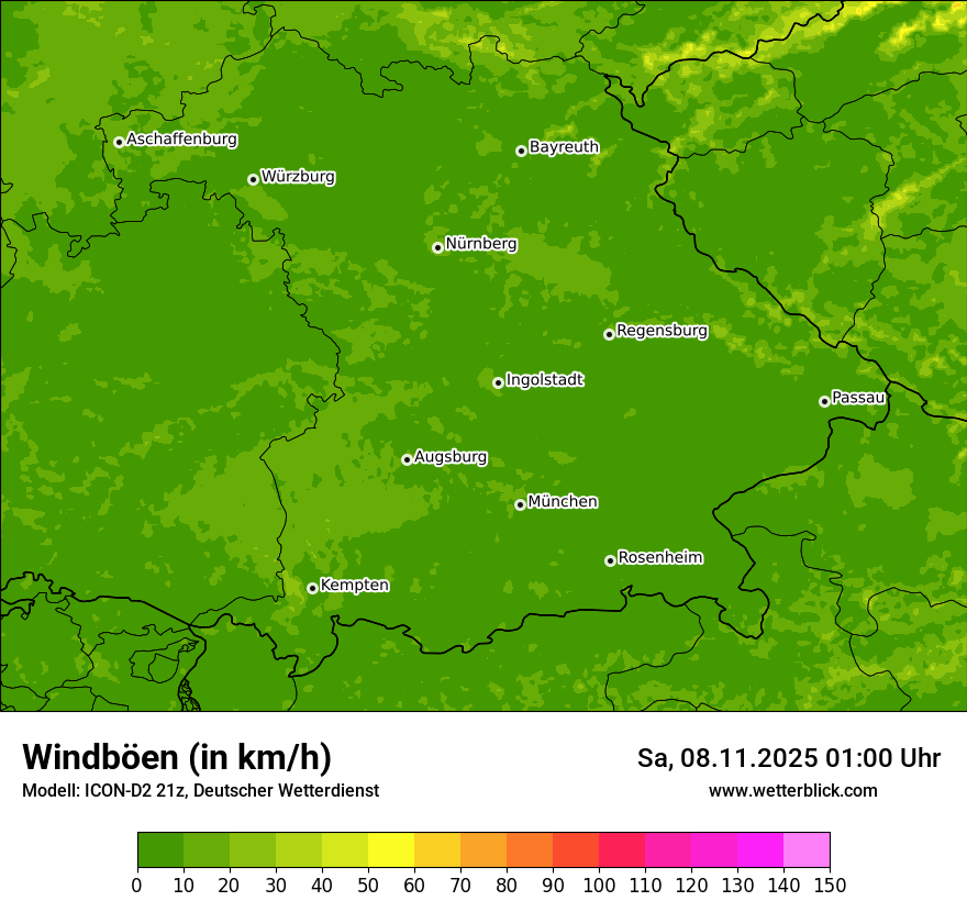 Modellkarten Windgeschwindigkeit