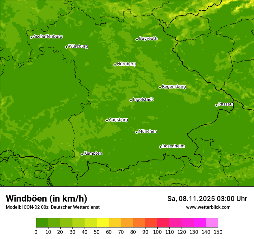 Modellkarten Windgeschwindigkeit