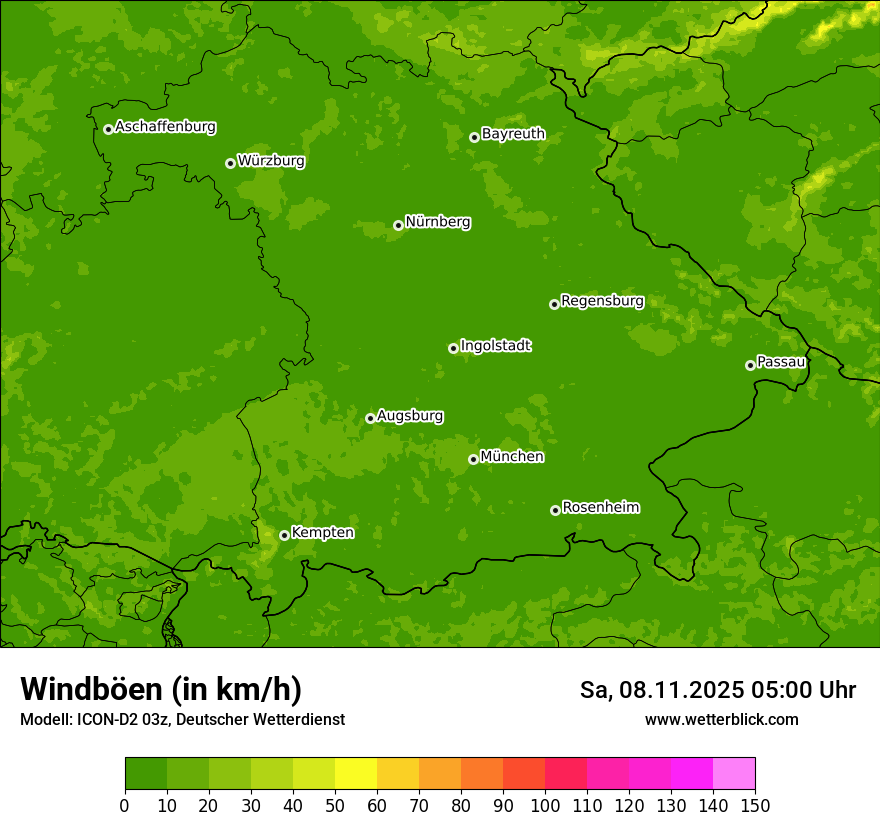 Modellkarten Windgeschwindigkeit