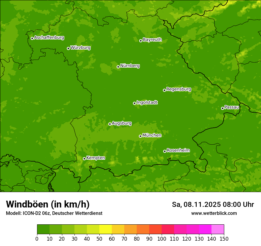Modellkarten Windgeschwindigkeit