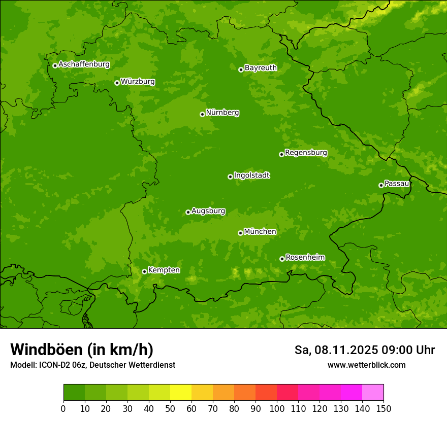 Modellkarten Windgeschwindigkeit