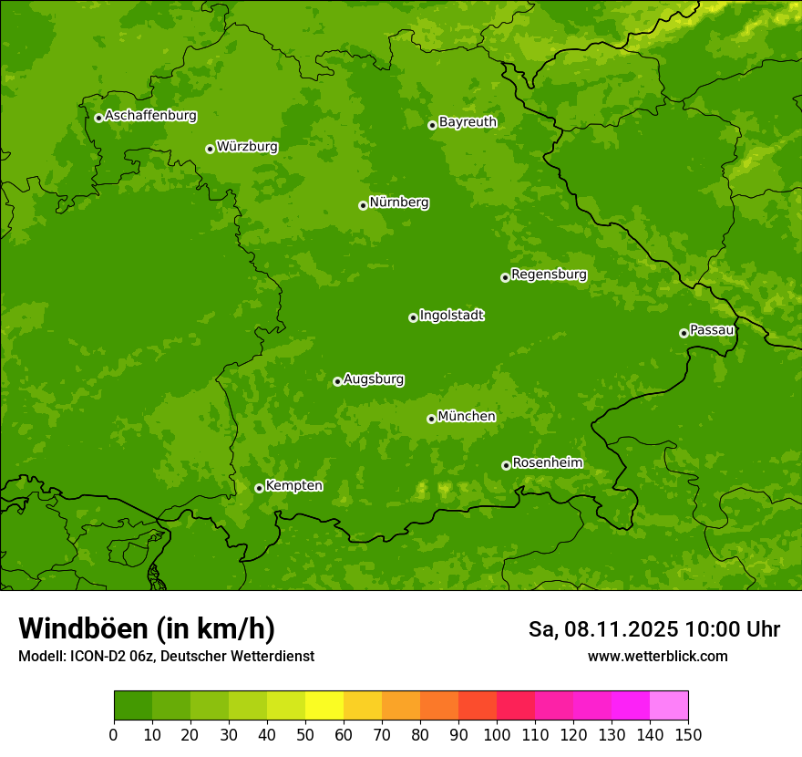 Modellkarten Windgeschwindigkeit
