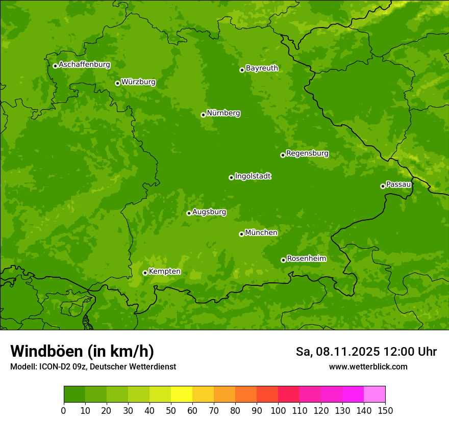 Modellkarten Windgeschwindigkeit